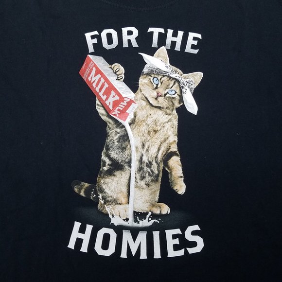 Funny Gangsta Kitty T-Shirt 2XL "For The Homies" - Picture 2 of 8